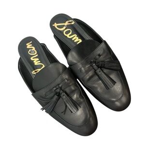 Sam Edelman Paris Black Leather Tassel Mules Size 9